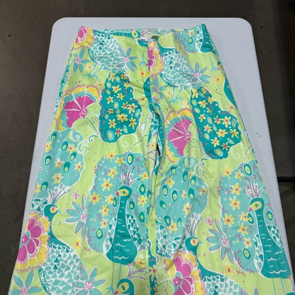Lilly Pulitzer Peacock 🦚 Cotton Wide Leg Pant. Size 6 - Picture 3 of 11